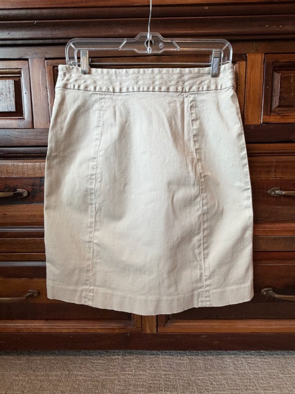 BANANA REPUBLIC Khaki Skirt, Stretch Skirt, Light Tan Pencil Skirt, 8 Petite